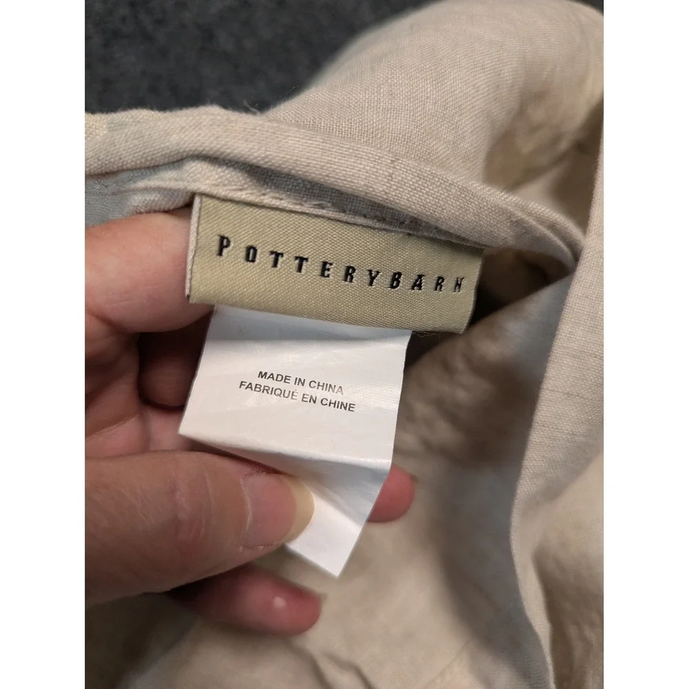 Pottery Barn 100% Linen Hemstitch Oversized Euro Sham Oatmeal Beige